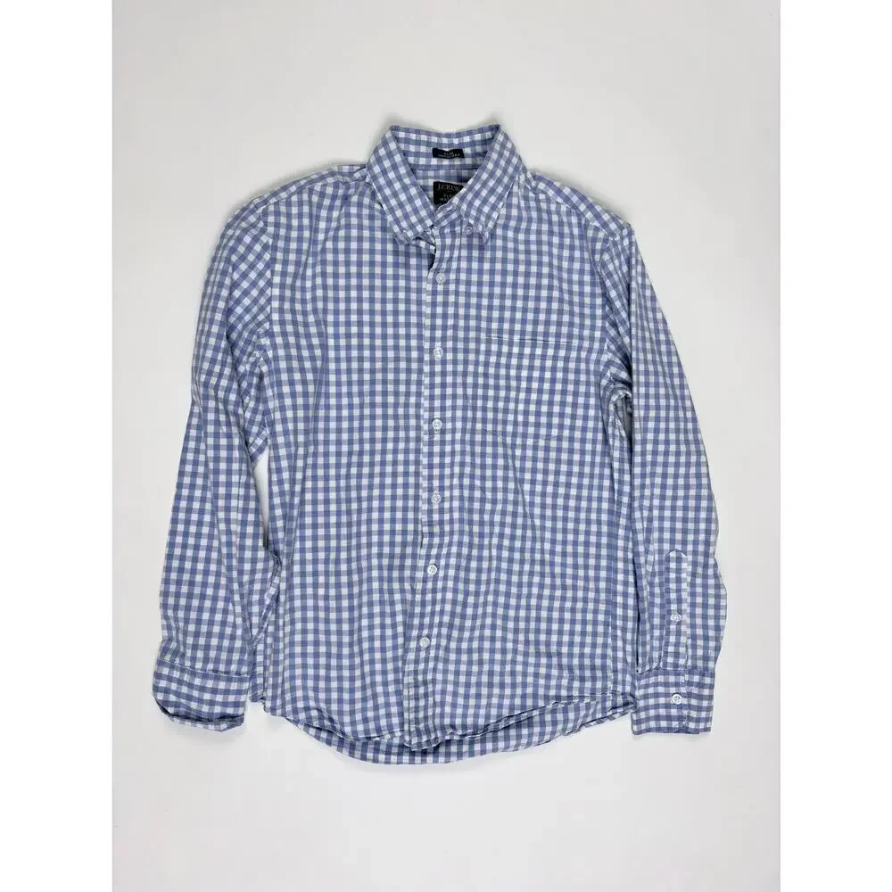 J.Crew Flex Washed Slim Untucked Button-Down Shirt  Periwinkle Gingham Preppy S